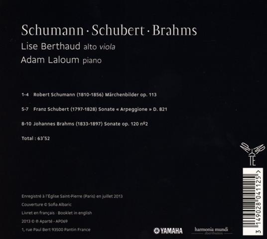 Sonate per viola - CD Audio di Johannes Brahms,Franz Schubert,Robert Schumann - 2
