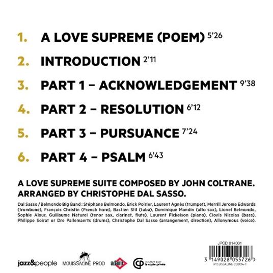 John Coltrane. A Love Supreme - CD Audio di Dal Sasso/Belmondo Big Band - 2
