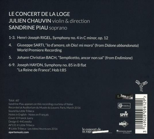 La Reine - CD Audio di Franz Joseph Haydn,Giuseppe Sarti,Sandrine Piau,Julien Chauvin - 2