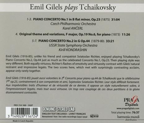 Emil Gilels Plays Tchaikovsky - CD Audio di Pyotr Ilyich Tchaikovsky,Emil Gilels - 2