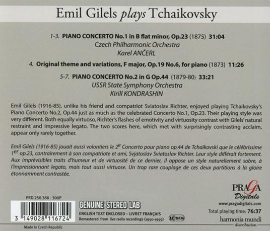 Emil Gilels Plays Tchaikovsky - CD Audio di Pyotr Ilyich Tchaikovsky,Emil Gilels - 2