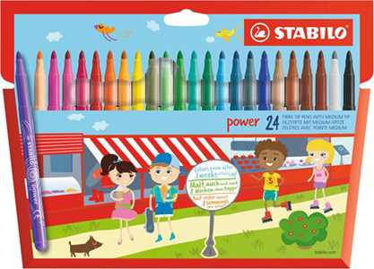 Cartoleria Pennarello - STABILO power - Punta Media - Astuccio da 24 - Colori assortiti STABILO