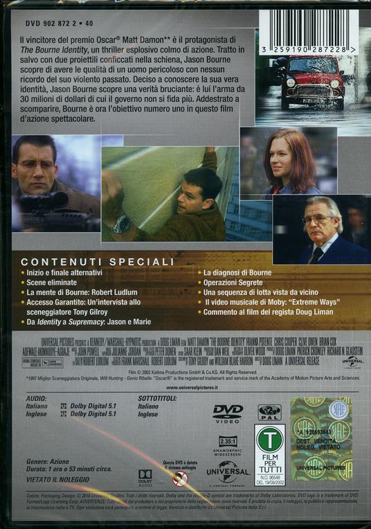 The Bourne Identity di Doug Liman - DVD - 2