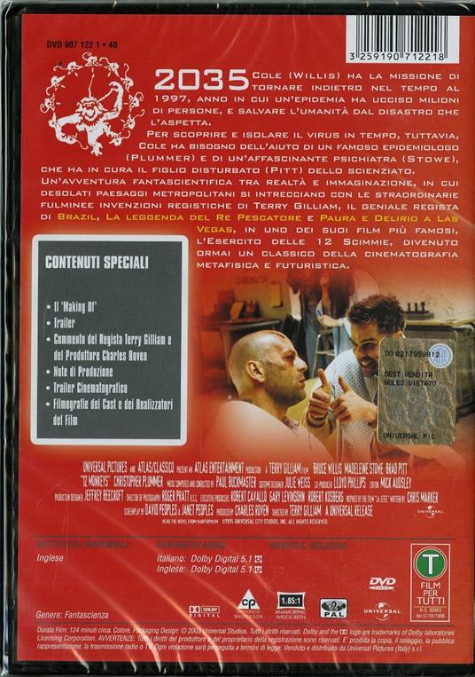L' esercito delle 12 scimmie (DVD) di Terry Gilliam - DVD - 2
