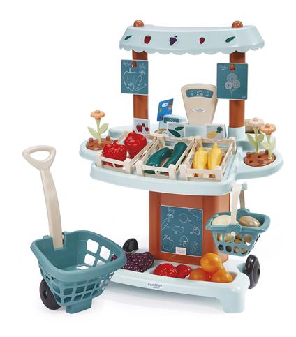 Ecoiffier: Vert Azur Mercato Con Carrello E Cestell 41 Pz