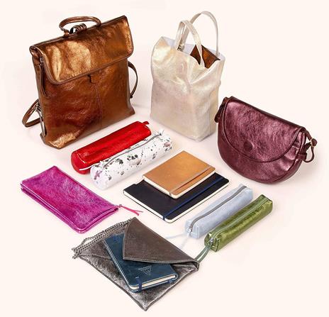Astuccio trousse piatta Clairefontaine in pelle iridescente. Argento - 3