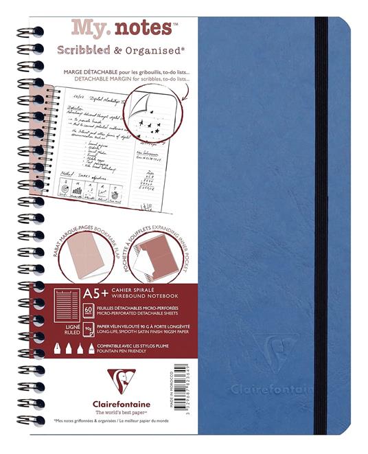 Quaderno spiralato Age Bag, My.Notes 16x21 marg.stacc. 60F Rig. Blu