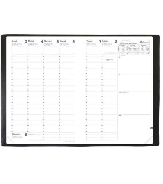 Agenda settimanale 2026, Quo Vadis, 13 mesi, MINISTRO, con rubrica IT, Impala nero - 16 x 24 cm  - 3