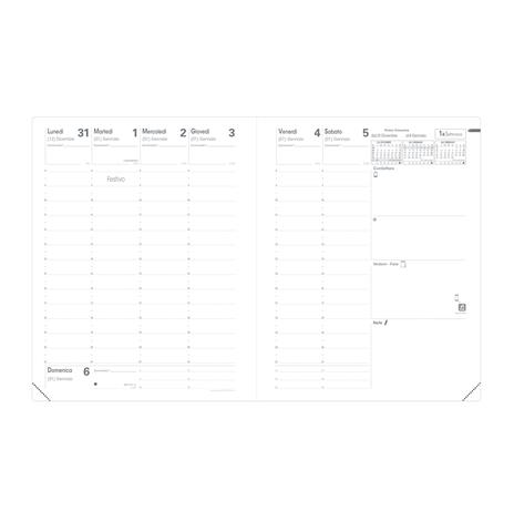 Agenda settimanale 2026, Quo Vadis, 13 mesi, Presidente, con rubrica, italiano, Impala nero - 21 x 27 cm  - 2