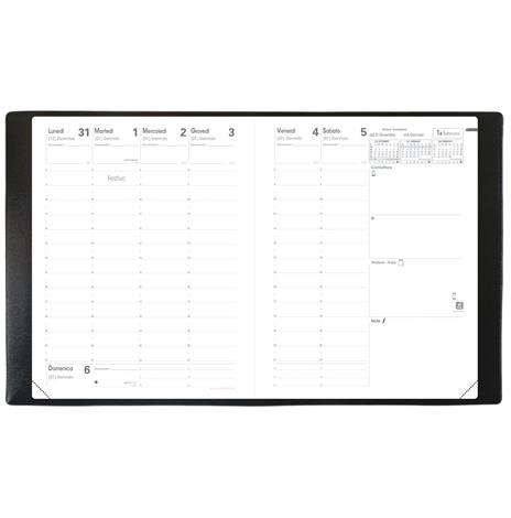 Agenda settimanale 2026, Quo Vadis, 13 mesi, Presidente, con rubrica, italiano, Impala nero - 21 x 27 cm  - 3
