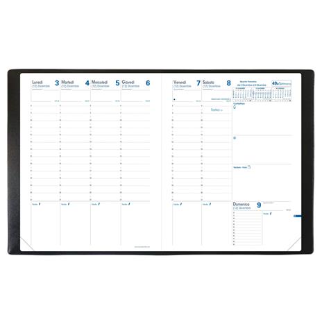 Agenda settimanale 2026, Quo Vadis, 13 mesi, Trinote, con rubrica, italiano, Impala nero - 18 x 24 cm  - 3