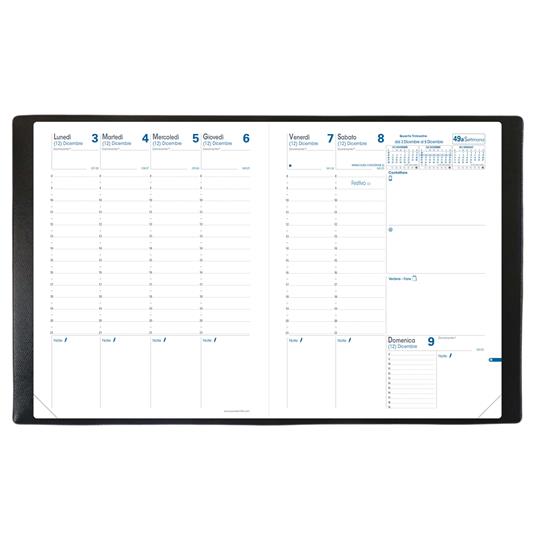 Agenda settimanale 2026, Quo Vadis, 13 mesi, Trinote, con rubrica, italiano, Impala nero - 18 x 24 cm  - 3