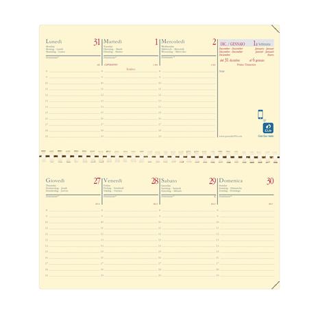 Agenda settimanale 2026, Quo Vadis, 13 mesi, Planital, con rubrica, italiano, Impala nero - 9 x 12,5 cm  - 2