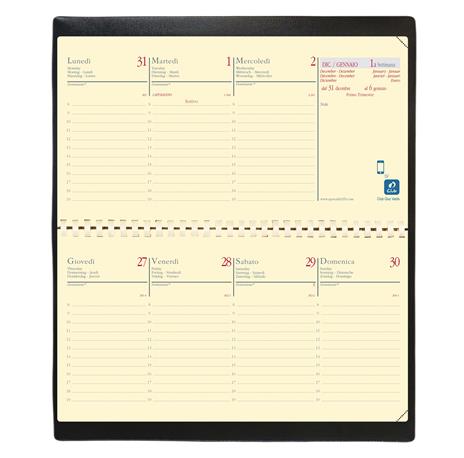 Agenda settimanale 2026, Quo Vadis, 13 mesi, Planital, con rubrica, italiano, Impala nero - 9 x 12,5 cm  - 3