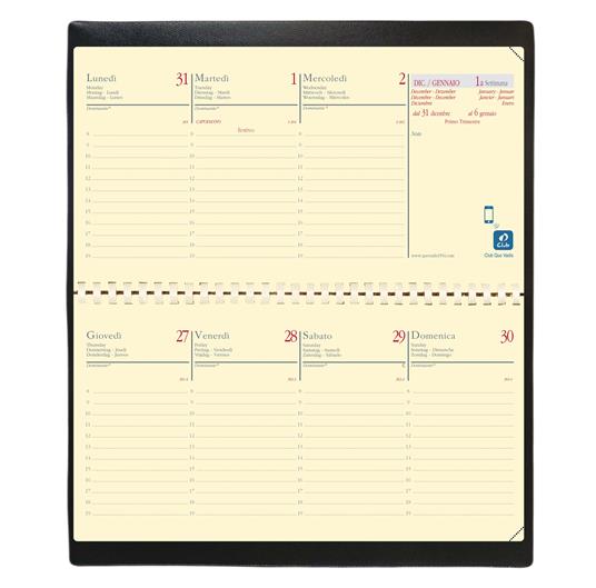 Agenda settimanale 2026, Quo Vadis, 13 mesi, Planital, con rubrica, italiano, Impala nero - 9 x 12,5 cm  - 3
