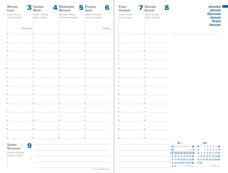 Agenda settimanale 2026, Quo Vadis, 13 mesi, Presidente, con rubrica, multingue, Equology nero - 21 x 27 cm  - 5