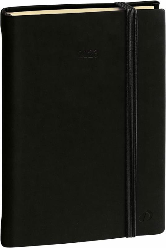 Agenda giornaliera 2025, Quo Vadis, 12 mesi, DAILY 17 PREST, multilingue, Silk nero, con elastico - 12 x 17 cm