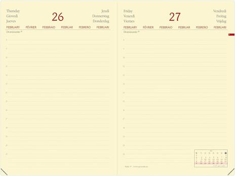 Agenda giornaliera 2025, Quo Vadis, 12 mesi, DAILY 17 PREST, multilingue, Silk nero, con elastico - 12 x 17 cm - 2