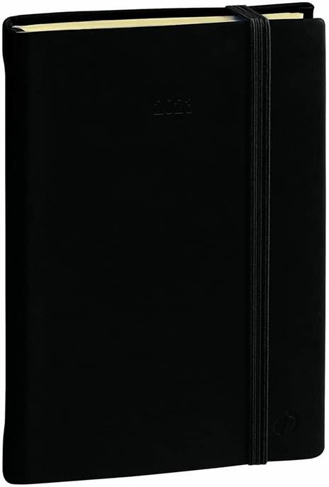 Agenda giornaliera 2025, Quo Vadis, 12 mesi, DAILY 21 PREST, multilingue, Silk nero, con elastico - 15 x 21 cm