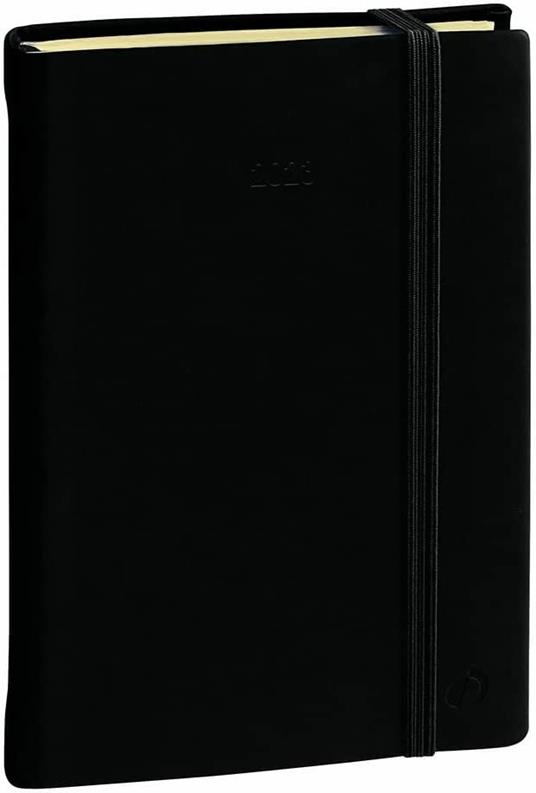 Agenda giornaliera 2025, Quo Vadis, 12 mesi, DAILY 21 PREST, multilingue, Silk nero, con elastico - 15 x 21 cm