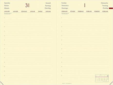 Agenda giornaliera 2025, Quo Vadis, 12 mesi, DAILY 21 PREST, multilingue, Silk nero, con elastico - 15 x 21 cm - 2