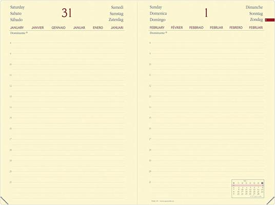 Agenda giornaliera 2025, Quo Vadis, 12 mesi, DAILY 21 PREST, multilingue, Silk nero, con elastico - 15 x 21 cm - 2