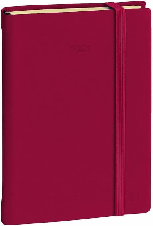 Agenda giornaliera 2025, Quo Vadis, 12 mesi, DAILY 17 PREST, multilingue, Silk bordeaux, con elastico - 12 x 17 cm