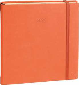 Cartoleria Agenda settimanale 2024, Quo Vadis, 13 mesi, Esecutivo PREST fas, multingue, Silk arancione, con elastico - 16 x 16 cm Quo Vadis