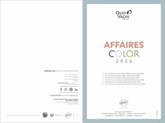 Agenda Affari 2026 Quo Vadis, 13 mesi, settimanale, Pastel verde - 10 x 15 cm  - 5
