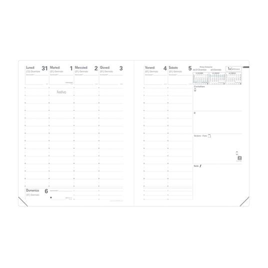 Agenda settimanale 2026, Quo Vadis, 13 mesi, Presidente, con rubrica, italiano, Roma blu navy - 21 x 27 cm  - 2