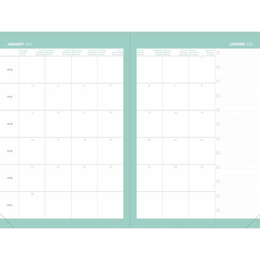 Agenda settimanale 2026, Quo Vadis, 13 mesi, Ministro calypso verde - 16 x 24 cm  - 4