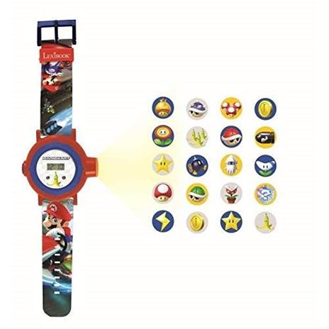 Lexibook Nintendo Schermo Digitale per Orologio a proiezione regolabile 20 Immagini Mario Kart per Bambini/Ragazzi Rosso e Blu