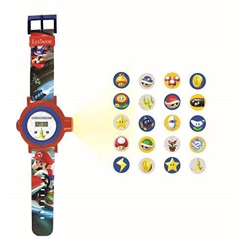 Lexibook Nintendo Schermo Digitale per Orologio a proiezione regolabile 20 Immagini Mario Kart per Bambini/Ragazzi Rosso e Blu