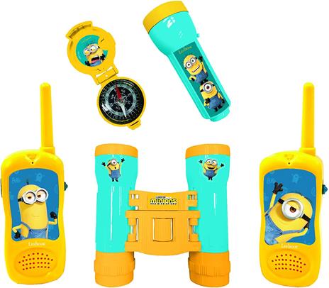 Lexibook Minions-Set Completo per Bambini-Walkie-Talkies 120m, Binocolo, Bussola, Torcia, Blu/Giallo