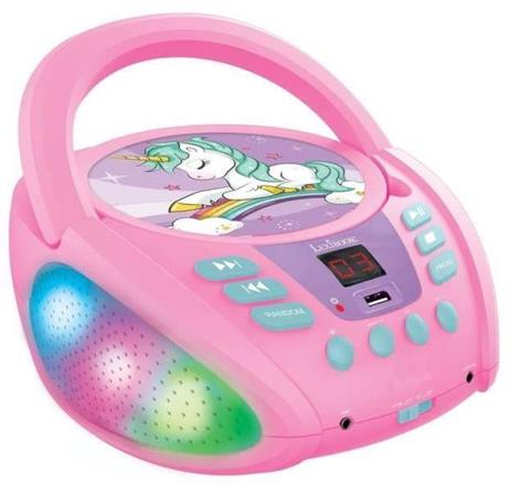 Lettore CD portatile Bluetooth Unicorn con effetti di luce e USB