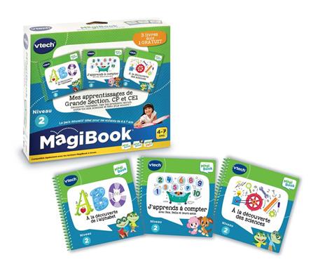 VTech MagiBook Mes apprentissages de Grande Section, CP et CE1 (ABC À la découverte de l'Alphabet, À la découverte des sciences, J'apprends à compter avec Rex; Bella et leurs amis)