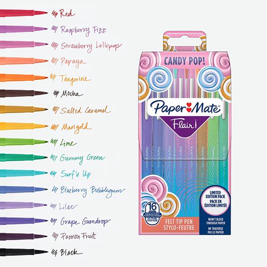 Penna FLAIR/NYLON versione "CANDY POP" in Wallet 16 colori - 2