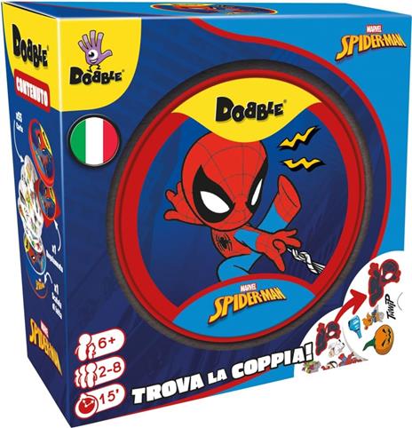 Asmodee – DOBBLE SPIDER-MAN – Gioco da Tavolo Rapido e Divertente per Famiglie, Bambini e Amici – Carte da Gioco da Viaggio
