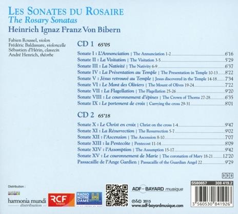 Sonates Du Rosaire - CD Audio di Heinrich Ignaz Franz Von Biber - 2