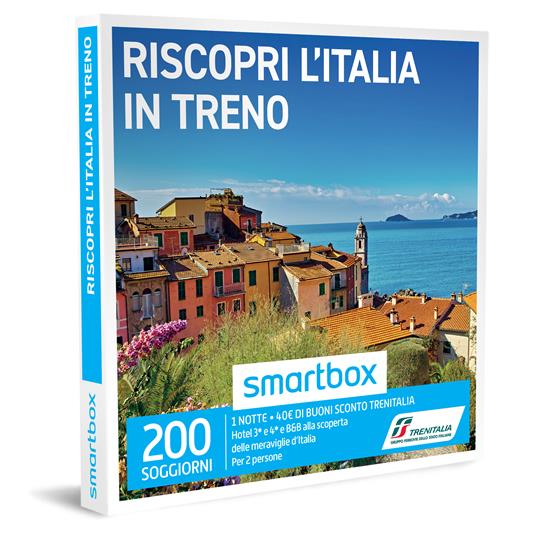 SMARTBOX - Riscopri l'Italia in treno - Trenitalia - Cofanetto regalo - 1 notte con colazione e 2 buoni sconto Trenitalia per 2 persone