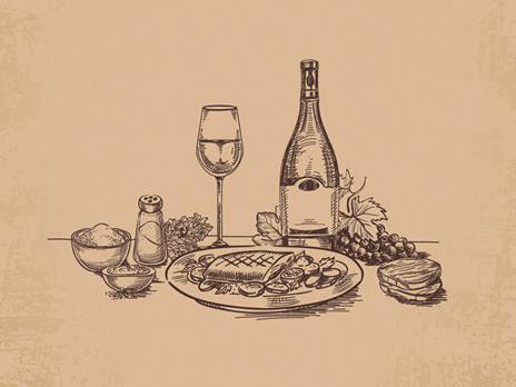 SMARTBOX - Sapori e vino in tavola - Cofanetto regalo - 1 cena con bottiglia o due calici di vino inclusi per 2 persone - 4