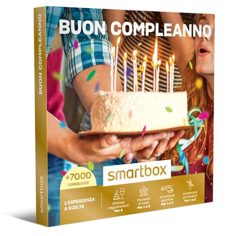 SMARTBOX - Buon compleanno - Cofanetto regalo - 1 degustazione o 1 momento benessere o 1 attività di svago per 1 o 2 persone