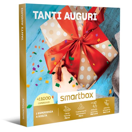 SMARTBOX - Tanti Auguri - Cofanetto regalo - 1 cena o 1 trattamento benessere o 1 attività sportiva per 1 o 2 persone