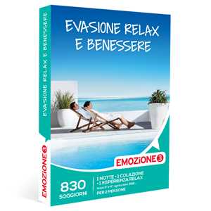 Idee regalo EMOZIONE3 - Evasione relax e benessere - Cofanetto regalo - 1 notte con prima colazione e un'esperienza relax per 2 persone Emozione3