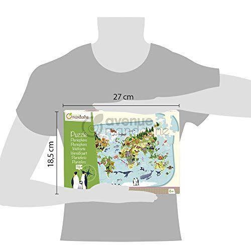 Avenue Mandarine-Un Puzzle 76 pièces avec Un Poster Servant de Guide inclus, Planisphère, Multicolore, PU014C - 3