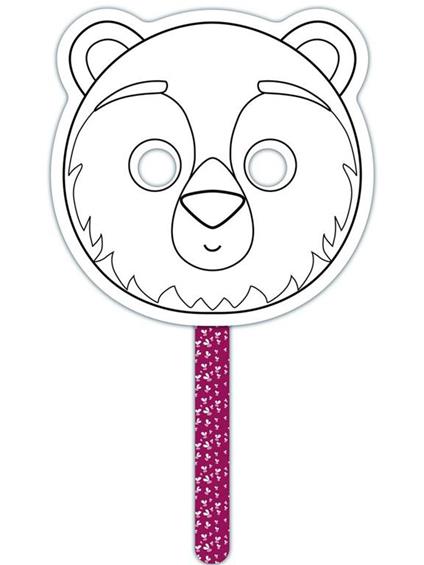 Maschera su stecco Orso da colorare 21 x 21cm