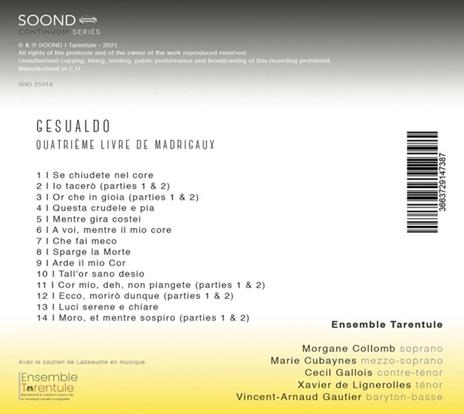 Quatrieme livre de madrigaux - CD Audio di Carlo Gesualdo - 2