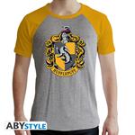 T-Shirt Unisex Tg. XL Harry Potter: Hufflepuff Grey & Yellow Premium