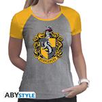 T-Shirt Donna Tg. XL Harry Potter: Hufflepuff Grey & Yellow Premium