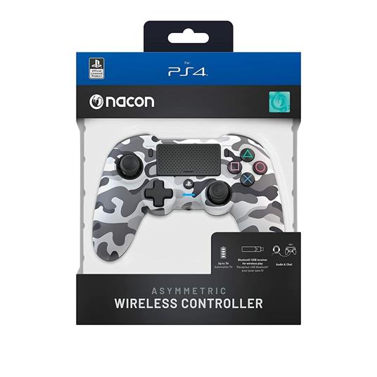 NACON Asymmetric Mimetico, Grigio Bluetooth Gamepad PC, PlayStation 4